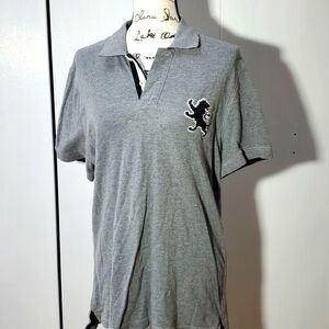 Express- Mens Gray Polo Short-sleeved w/ chest logo Sz.Medium